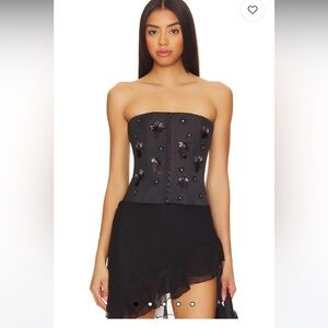 Guizio black satin corset, retails for $188 to 218, XS, NWOT